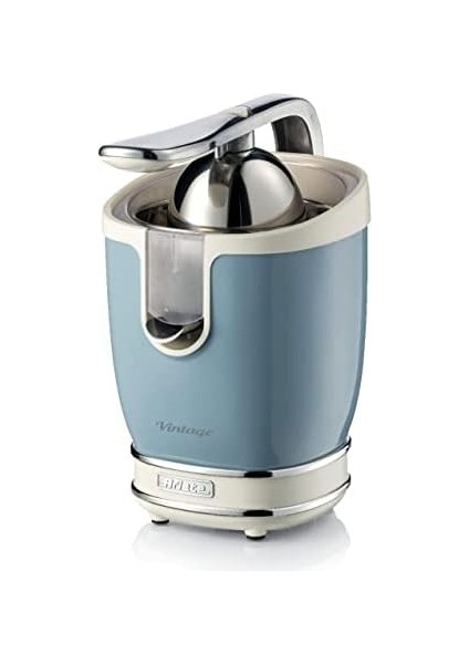 Narenciye Sıkacağı Mavi 0413/05 - Retro Elektrikli Meyve Sıkacağı, Kollu, Büyük ve Küçük Meyveler Için 2 Pres Konisi, Damlatmayan Ağız, Sessiz Motor, Profesyonel Sıkma, 85 Watt modelleri