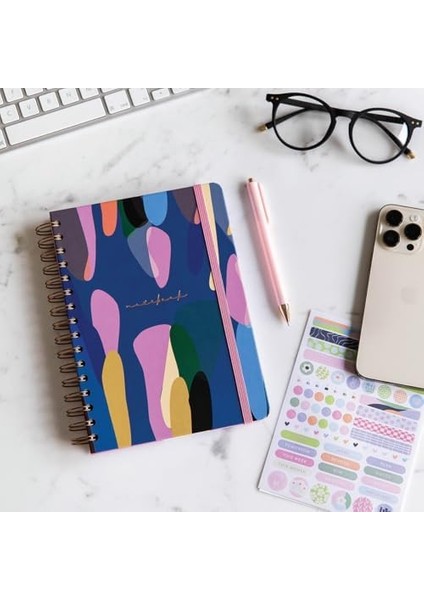 A5 Spiralli Sert Kapak Düz - Çizgisiz Not Defteri Lacivert Damla modelleri