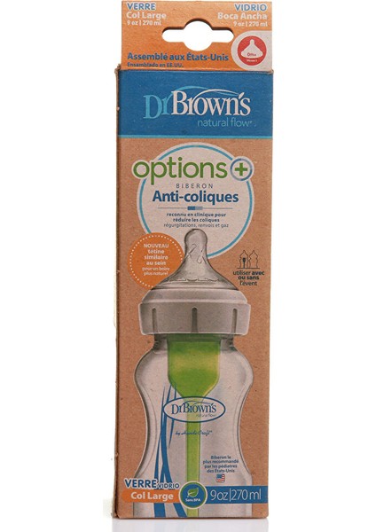 DB91740 Dr Browns Options+ Geniş Ağız Antikolik Cam Biberon 270 ml 0+ Ay modelleri