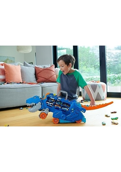 Şehri T-Rex Tır, T-Rex&apos;e Dönüşür, Yarış Pisti Içerir, Işıklı ve Sesli, 20+ 1:64 Ölçekli Araba Için Depolama Alanı, HNG50 fiyatları