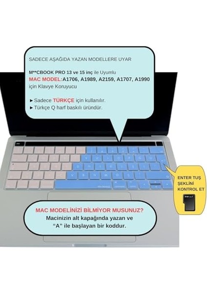Pro Klavye (Türkçe Q) A1706 A1989 A2159 A1707 A1990 ile Uyumlu R.powder Pembe Mavi fiyatları
