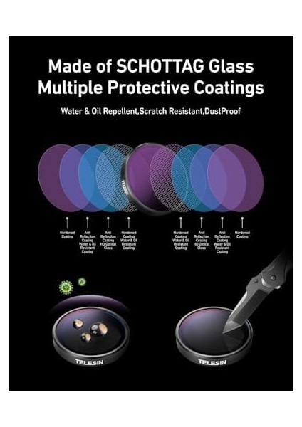 Djı Action 3 Için Kamera Lensi Takma Seti, 4&apos;lü Paket Cpl ND32 ND16 Nd8 Polarize Nötr Yoğunluk Hd Filtre Lens Kapak Djı Aksiyon Aksesuarları Için fiyatları