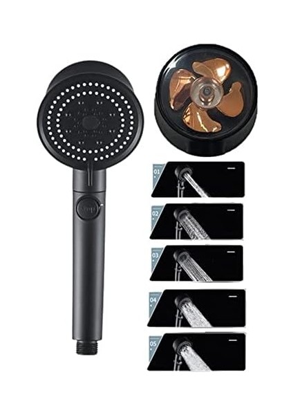 Siyah Turbo Fan Su Tasarruflu Yüksek Basınçlı Duş Başlığı fiyatları
