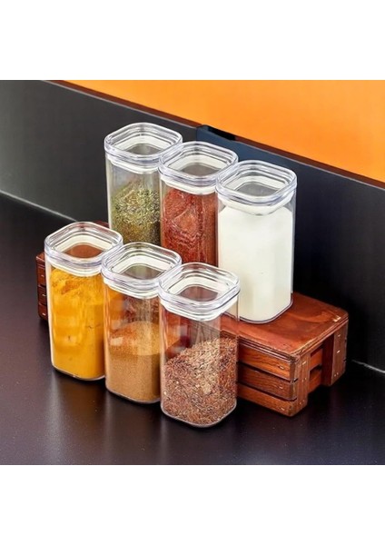 Seti, 6 Adet, 250 Ml, Kare Kapaklı Plastik Saklama Kabı