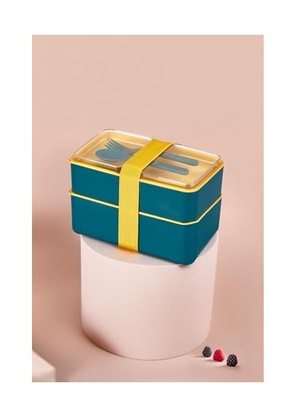 2 Katlı Yemek Kabı, Çatal Kaşık Setli, Taşıma Kayışlı, Büyük Boy fiyatları