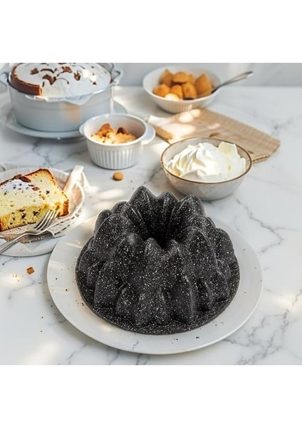Thermo Döküm Gövdeli Kek Kalıbı 24CM, Dilimli ve Döküm, Siyah Granit Benekli Pişirme Kabı, Çıkarma, Dayanıklı Alaşım fiyatları