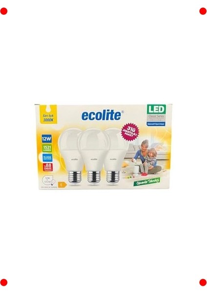 12W LED Ampul 3'lü Paket - Sarı Işık, E27 Duy indirimleri