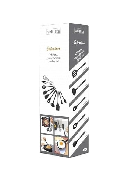 Salvatore Dayanıklı Yanmaz Yapışmaz Silikon Spatula Seti 10 Parça Siyah fiyatları