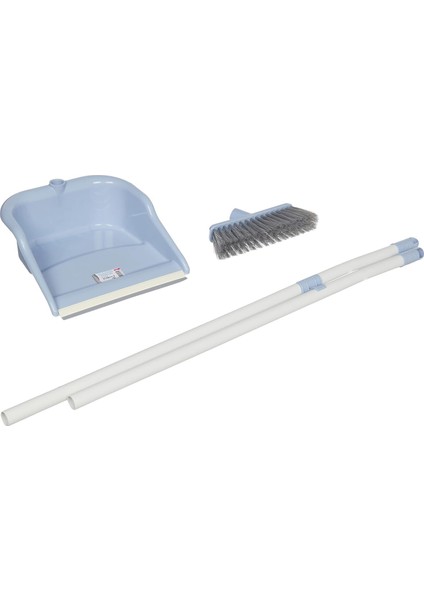 Plastik Saplı Faraş Takımı (Süpürge ve Kürek) (Açık Mavi)