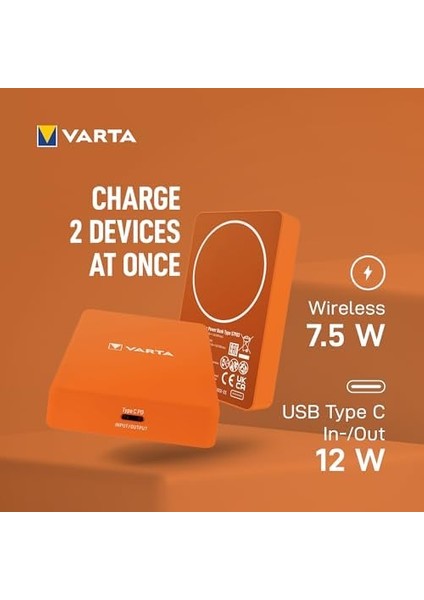 Power Bank 5.000MAH, Powerbank, Mag Pro Power On, Caricabatterie Portatile Con USB C, Compatibile Con E Qi (Per Compatibilità Con E ), Arancia fiyatları