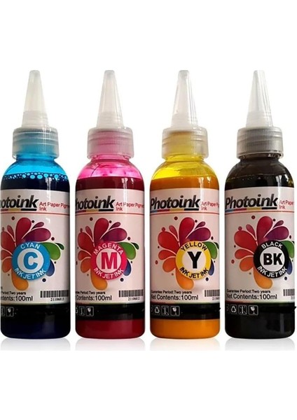 Photoink Epson Süblimasyon Mürekkepler, 4 Renk Süblimasyon-Transfer Baskı Için 100 gr Mürekkep