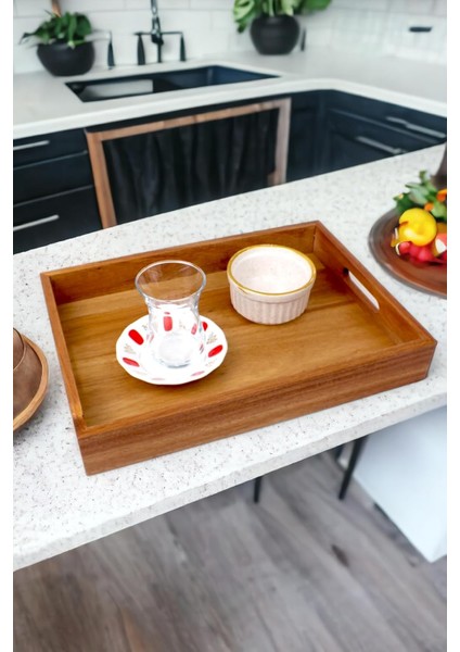 Akasya Ağacından Lüx Mutfak Tepsisi 35 * 25CM, Akasya Lüx Sunum Tepsisi, Akasya Tepsi