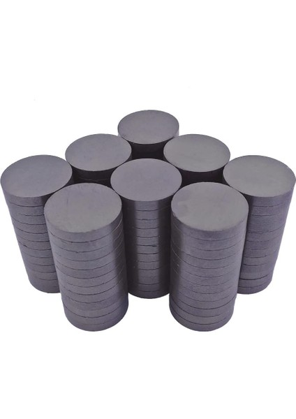 100 Adet Ferrit Mıknatıs Kömür Mıknatıs Y30 Güçlü D15X3 mm