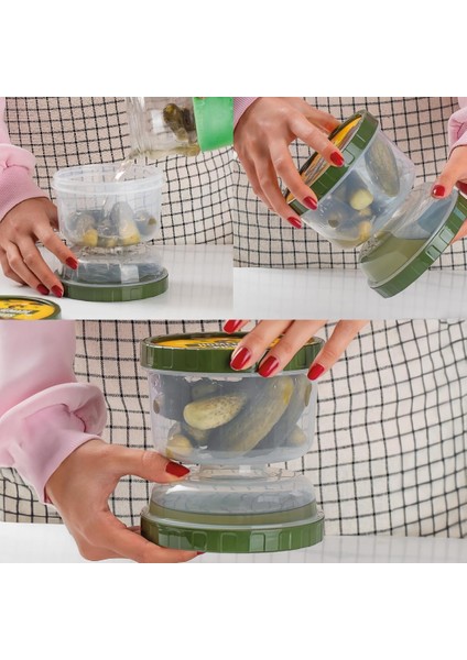 1391 Kum Saati Süzgeçli Zeytinlik- Zeytin Turşu Saklama Kabı Şeffaf