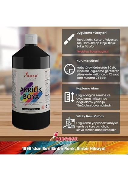 Rose Siyah Akrilik 1000 gr fiyatları