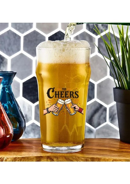 Büyük Boy Renkli Baskılı Cam Bardağı Nonic Pint Beer Glass 600 ml