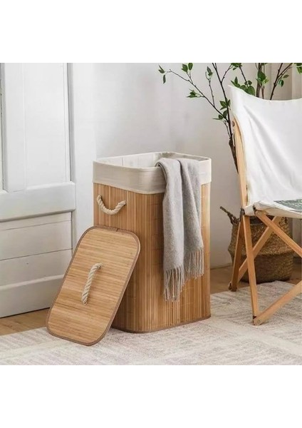 El Yapımı Hasır Katlanır Çamaşır Sepeti Dikdörtgen 72 Litre (40CM*30CM*61CM), Malzemeden Üretilmiş Çamaşırlık, Bambu Kirli Çamaşır Sepeti fiyatları