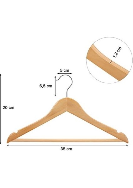 Çocuk Ahşap Askıları, 20&apos;li Paket, Çentikli Askı, 360 Derece Döner Kanca,, 35 cm CRW006-20 fiyatları