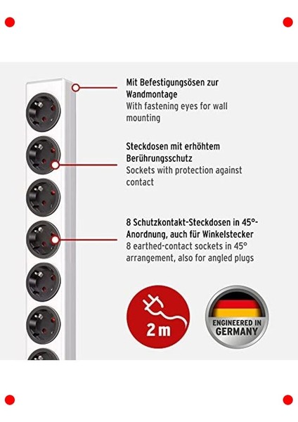 8'li Yüksek Gerilim Korumalı Priz (2m Kablo) fiyatları