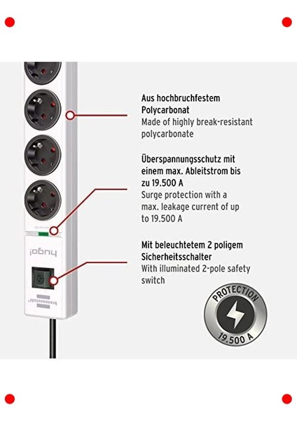 8'li Yüksek Gerilim Korumalı Priz (2m Kablo) modelleri