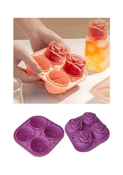 Gül Şekilli 4 Bölmeli Buz Kalıbı, Jöle ve Sunum Için fiyatları