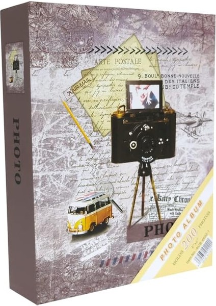 Fotoğraf Albümü 10X15CM 200 Lük Renkli Kamera Desenli Anı Albümü