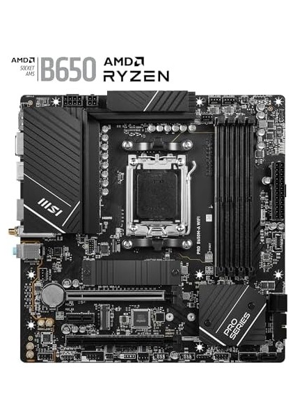 Pro B650M-A Wıfı Am5 Ddr5 6400MHZ(OC) HDMI Dp M.2 Usb3.2 2.5g Lan Wıfı 6e Matx Anakart fiyatları