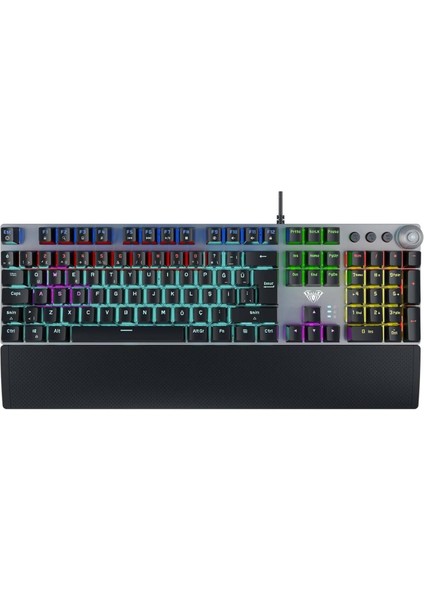 F2058 Bilek Destekli Rgb Makrolu Mekanik Kablolu Oyuncu Klavyesi