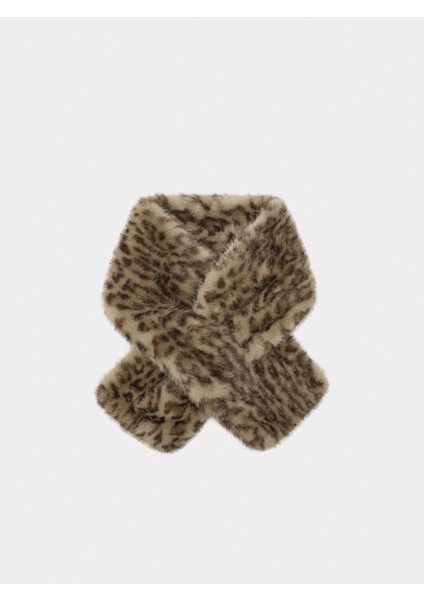 Leopar Desenli Kürk Efektli Boyunluk