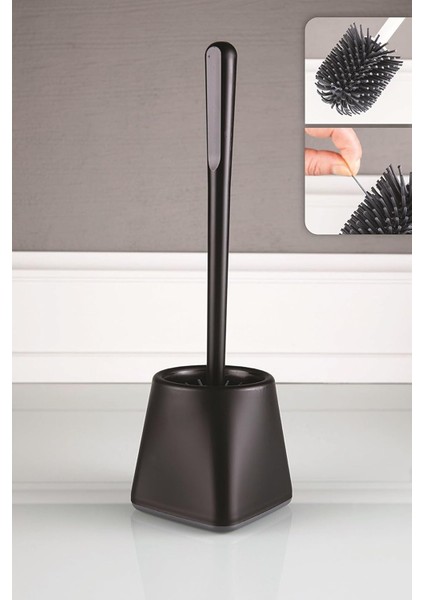 Wc Tuvalet Fırçası Klozet Fırçası Kare Siyah