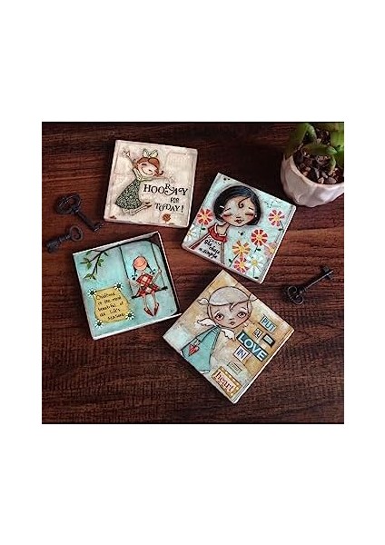 Mutlu Kız Taş Altlığı Seti - 4 Parça - Dekoratif, Mutfak Aksesuarı, 10X10 Cm, Kaydırmaz Tabanlı, Şık ve Dayanıklı SC147 fiyatları