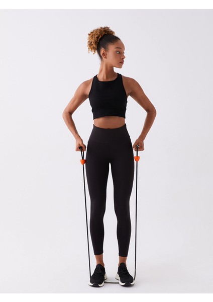 Yeni Sezon Beli Lastikli Düz Interlok Kadın Spor Tayt