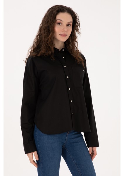 Kadın Siyah Gömlek Desenli 50316377-VR046 modelleri