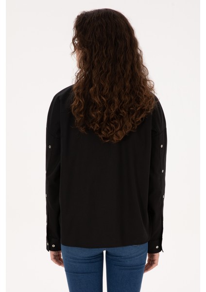 Kadın Siyah Gömlek Desenli 50316377-VR046 indirimleri