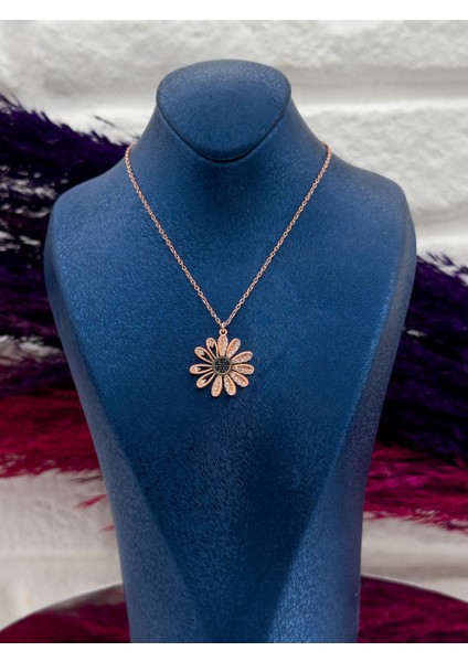 925 Ayar Gümüş Özel Tasarım Rose Renk Lüks Kadın Kolye