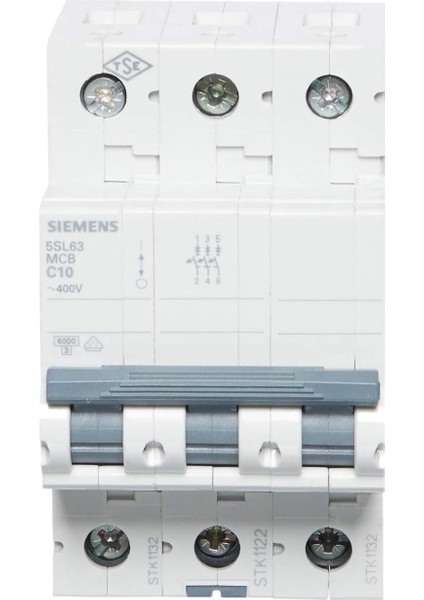 10A; 3 Fazlı; 5sl Anahtarlı Otomatik Sigorta; 6ka; C Tipi; Yavaş Karakterli
