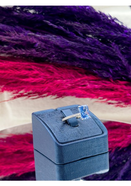 925 Ayar Gümüş Baget Mistik Topaz Taşlı Özel Tasarım Trend Kadın Yüzük