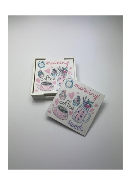 Ahşap Altlığı Seti (Kutulu - Kahve ve Tatlı Desenli) fiyatları