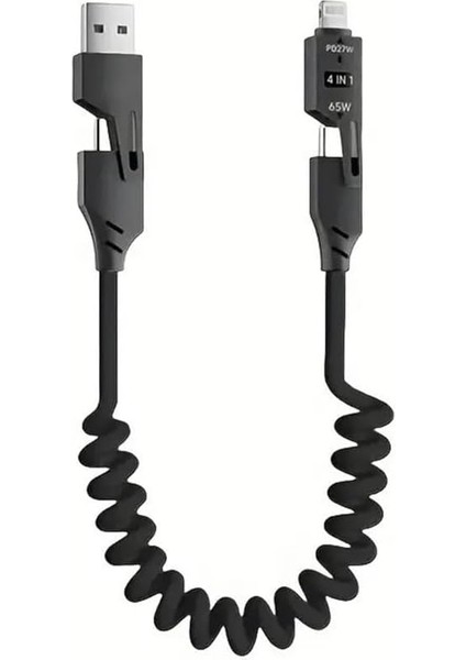 4 In 1 Çoklu USB Şarj Kablosu: 1,5 M, Type C To Lightning Örgü Şarj Kablosu USB A/usb C 65W Tip C/27W Pd Her Cihaz ile Uyumlu Metal Başlıklı U110