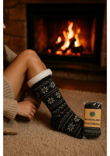 Kadın Çift Yüzey Teknolojili Astar Içli Kalın Yün Çorap – Cozy Kışlık Çorap