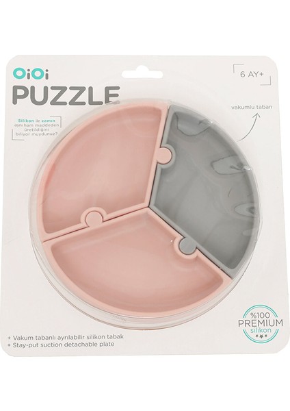 Puzzle Mama Tabağı Pinky Pink Powder Grey