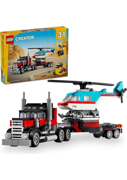 Creator Açık Kasa Kamyon 31146-7 Yaş ve Üzeri Çocuklar Için 3’ü 1 Arada Yaratıcı Oyuncak Yapım Seti, Doğum Günü Hediyesi Fikri (270 Parça)