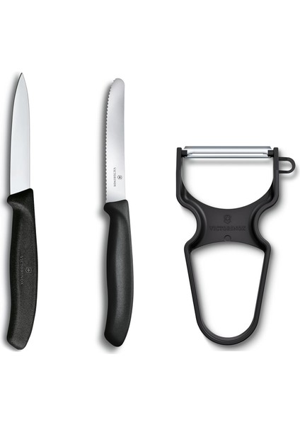 Soyma Bıçağı Seti, 3 Parça Siyah