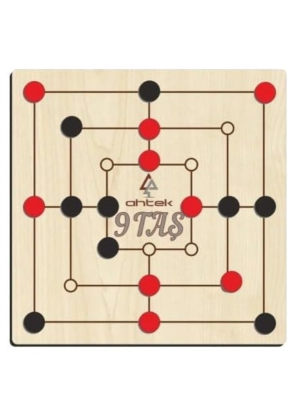 Ahşap 9 Taş Akıl, Zeka ve Oyunu (Dokuztaş, Dokuz Taş) ETİC043