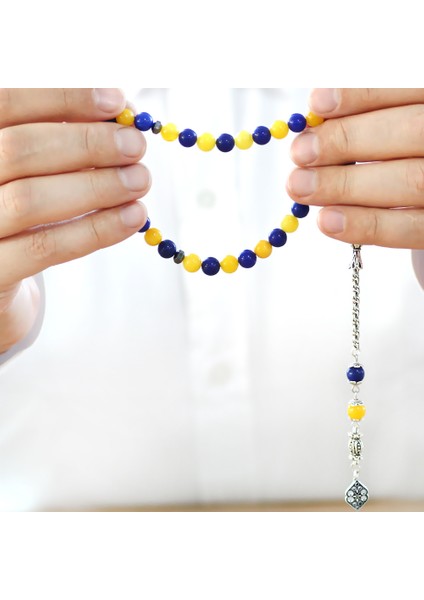 Kararmaz Metal Arnavut Zincir Püsküllü Küre Kesim Sarı Lacivert Jade Doğaltaş Taraftar Tesbih M1 modelleri