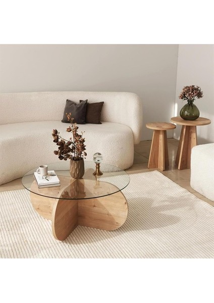 Bubble Cam Sehpa/safir Meşe & Şeffaf Cam