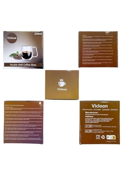 Çift Cidarlı Seti, 2 Adet Çift Duvarlı Kulplu Kahve Bardağı, 250 ml Kahve Fincanı, Cam, Cappuccino,, Çay, Dondurma, Için modelleri