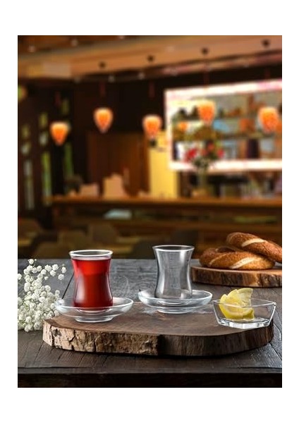 Üsküdar 6&apos;lı Çay Seti | Özel Hediye Kutusunda | 6 Adet + 6 Adet Tabak | Kapasitesi 120 cc modelleri