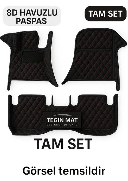 Bmw X1 2023 Sonrası 8d Araca Özel Havuzlu Suni Deri Paspas Siyah Kırmızı (Tam Kaplama, 11 Mm, Kokusuz)