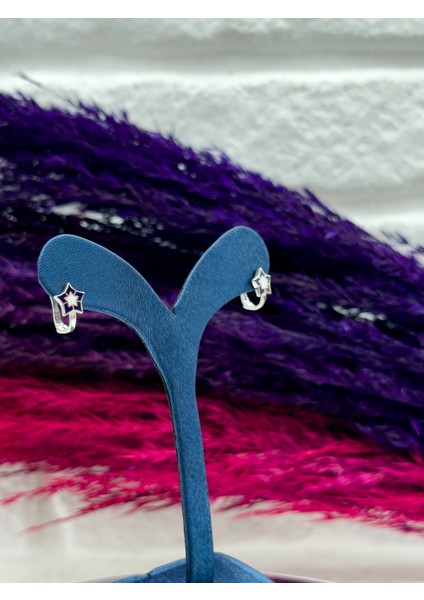 925 Ayar Gümüş Yıldızlı Mineli Zarif Kız Çocuk Küpesi fiyatları